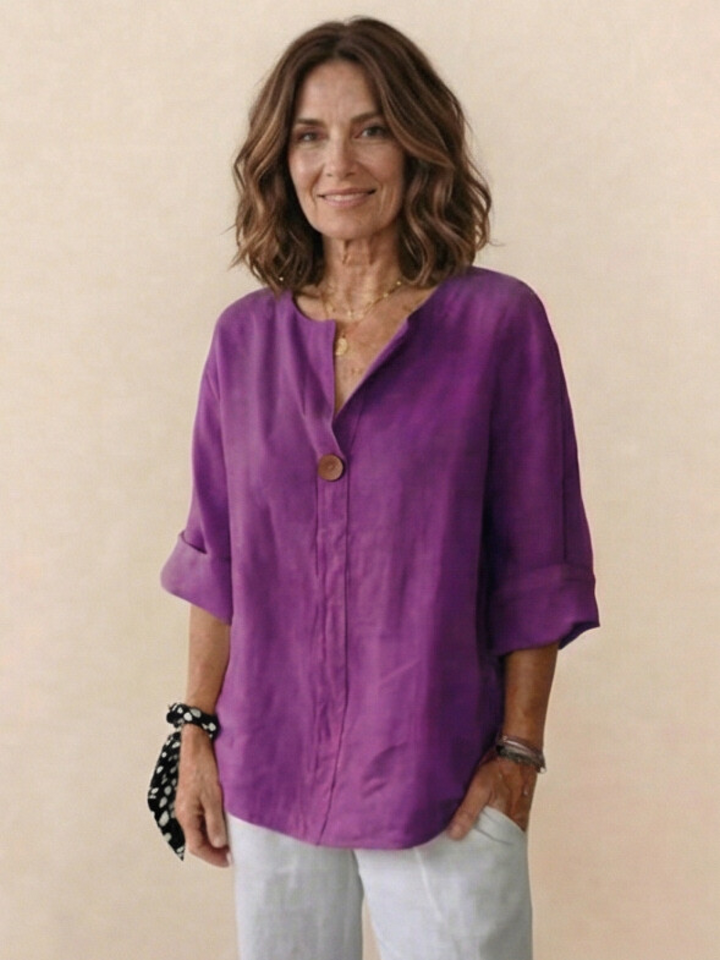Pure Linen Age-Defying Button Detail Shirt