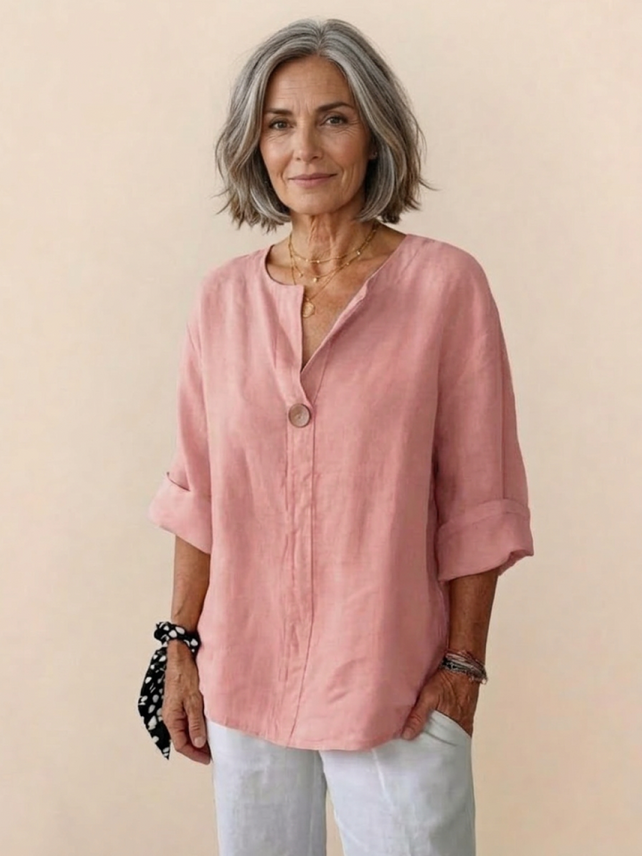 Pure Linen Age-Defying Button Detail Shirt