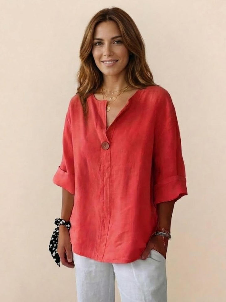 Pure Linen Age-Defying Button Detail Shirt