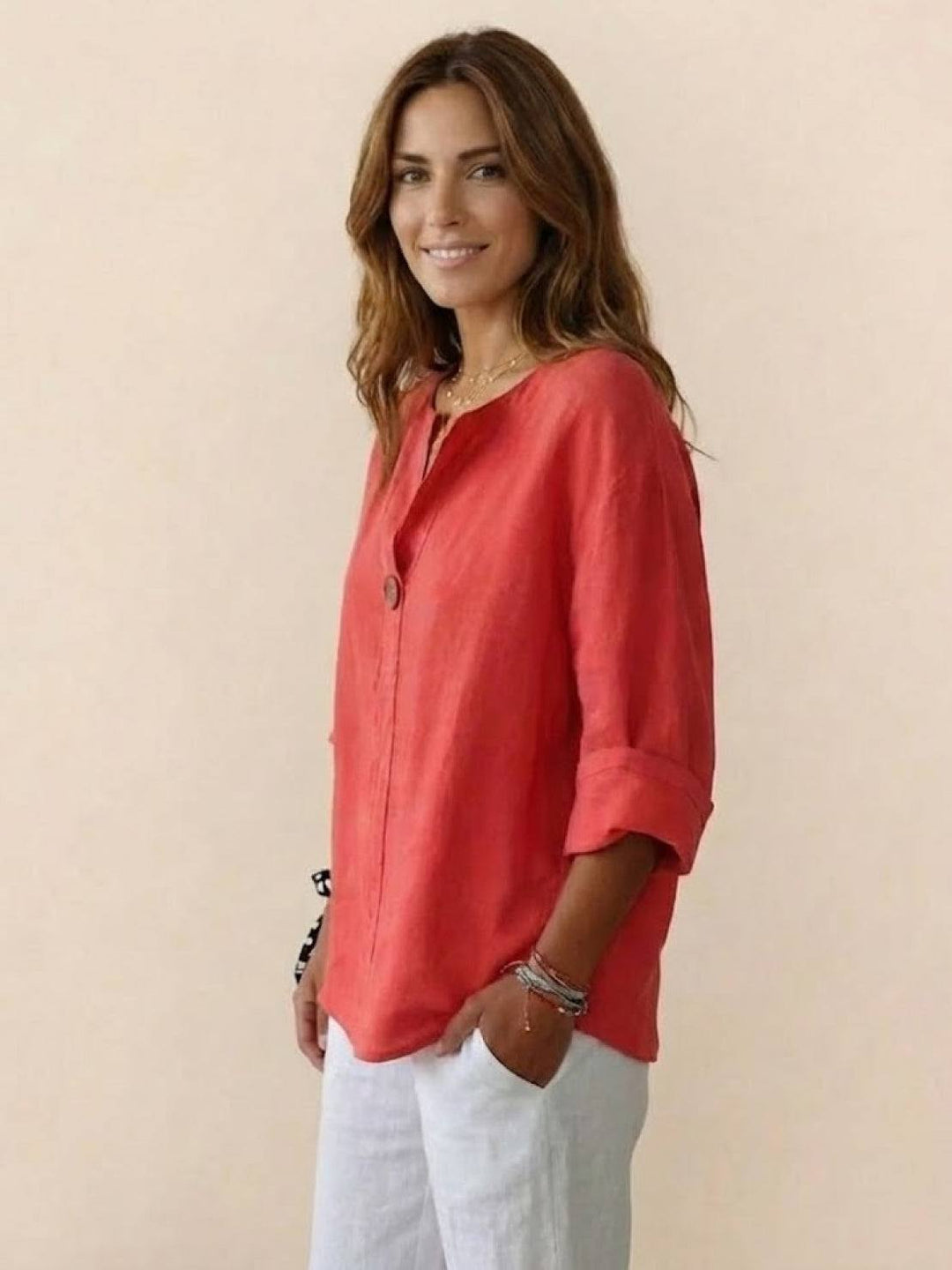 Pure Linen Age-Defying Button Detail Shirt