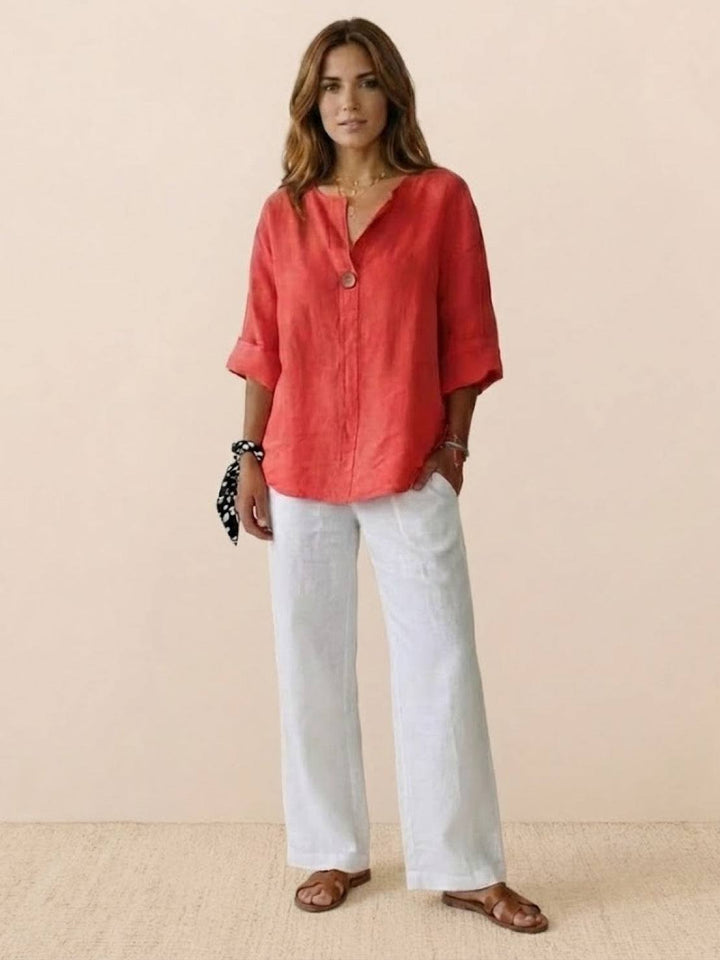 Pure Linen Age-Defying Button Detail Shirt