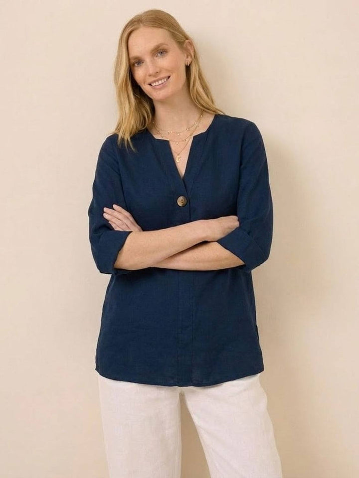 Pure Linen Age-Defying Button Detail Shirt