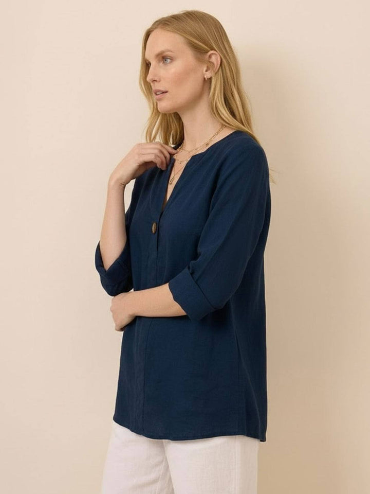 Pure Linen Age-Defying Button Detail Shirt
