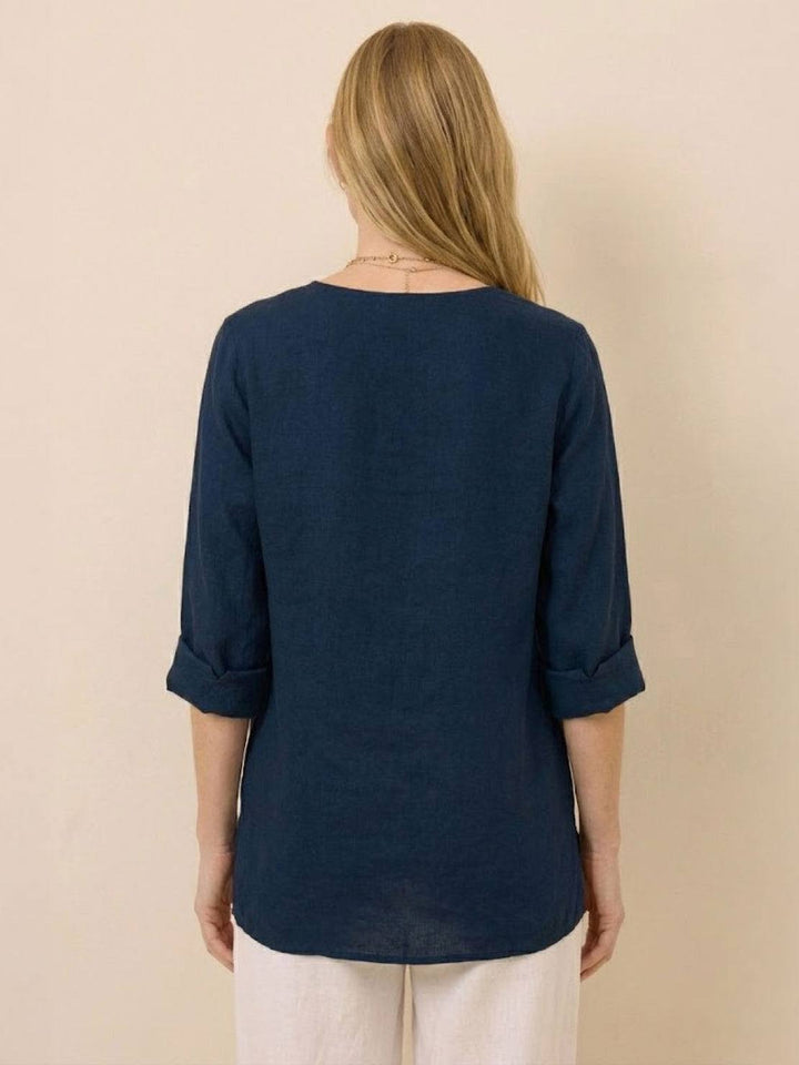 Pure Linen Age-Defying Button Detail Shirt