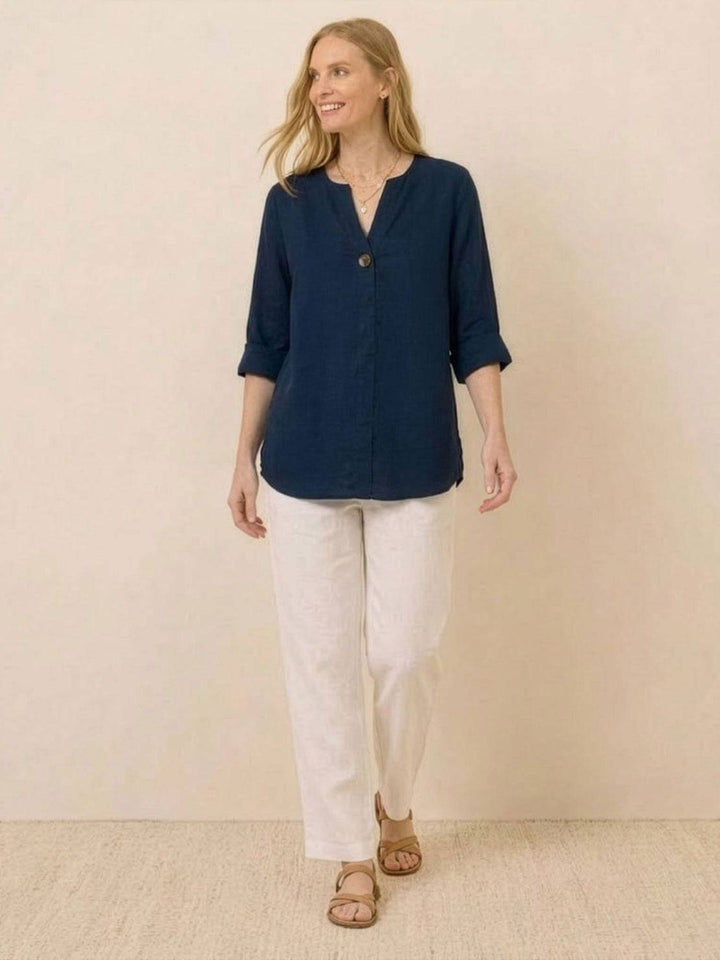 Pure Linen Age-Defying Button Detail Shirt