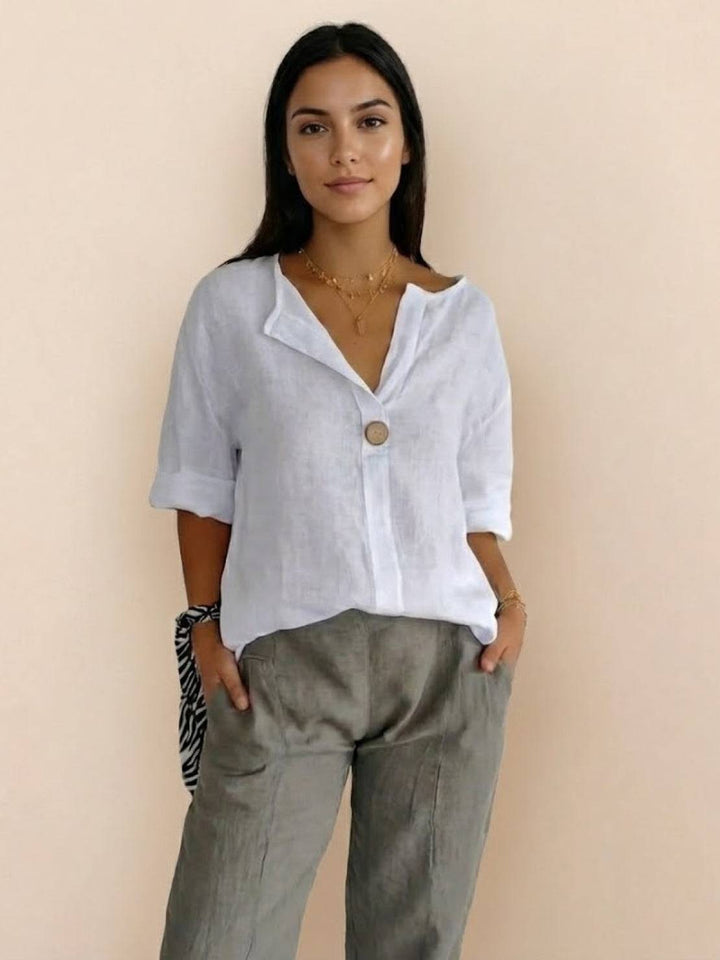 Pure Linen Age-Defying Button Detail Shirt