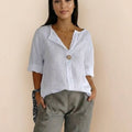 Pure Linen Age-Defying Button Detail Shirt