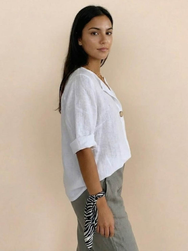 Pure Linen Age-Defying Button Detail Shirt