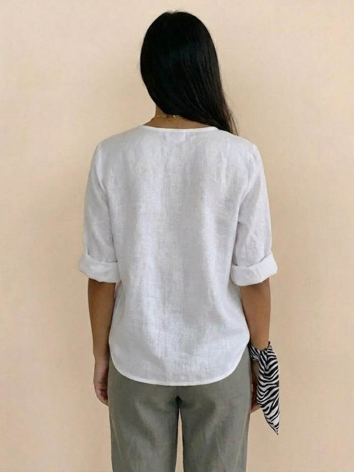 Pure Linen Age-Defying Button Detail Shirt