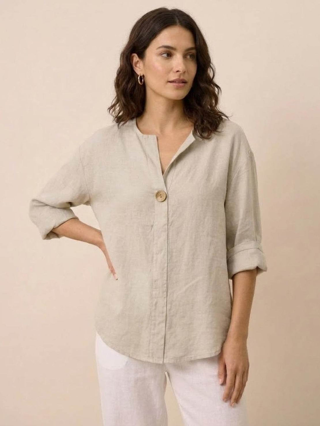Pure Linen Age-Defying Button Detail Shirt