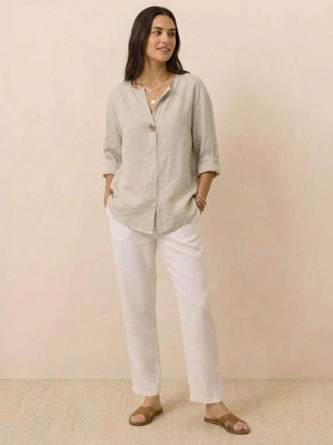 Pure Linen Age-Defying Button Detail Shirt