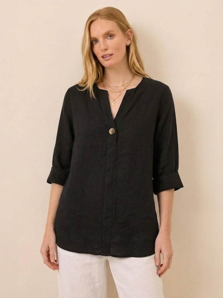 Pure Linen Age-Defying Button Detail Shirt