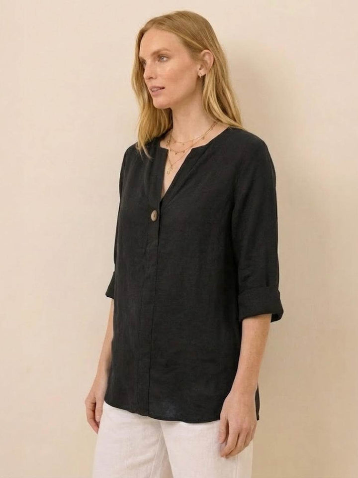 Pure Linen Age-Defying Button Detail Shirt