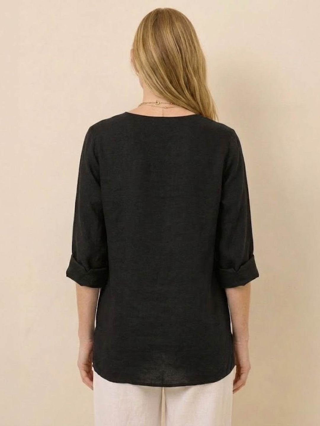 Pure Linen Age-Defying Button Detail Shirt