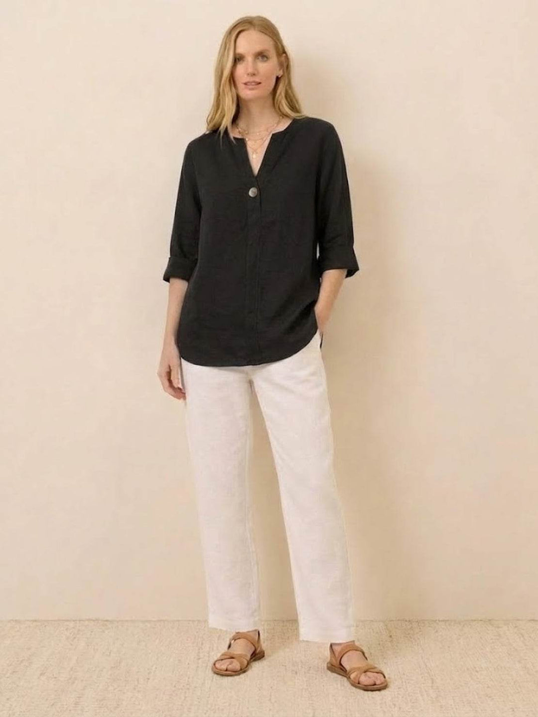 Pure Linen Age-Defying Button Detail Shirt