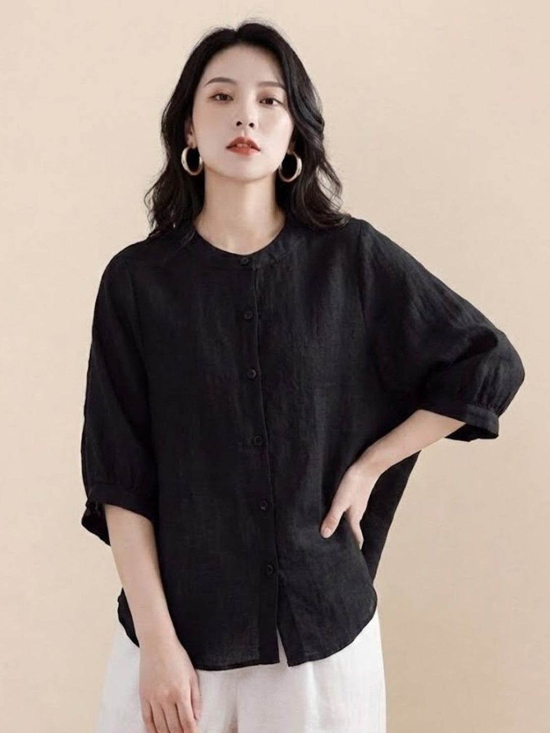 Relaxed Loose Breathable Linen Blouse