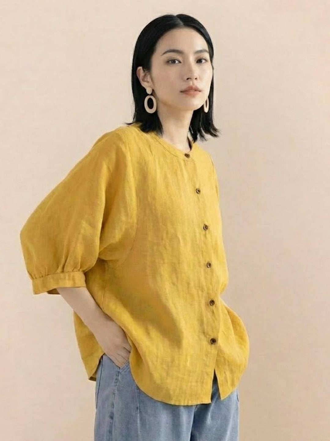Relaxed Loose Breathable Linen Blouse