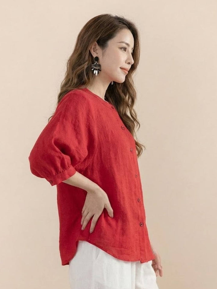Relaxed Loose Breathable Linen Blouse