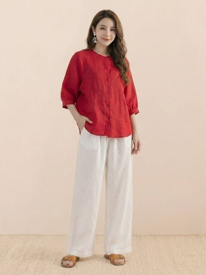 Relaxed Loose Breathable Linen Blouse