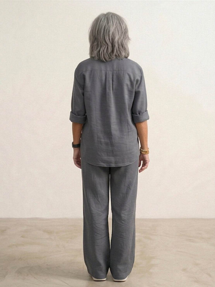 Oversized 100% Cotton Shirt and Wide-Leg Pants Co-ord Set