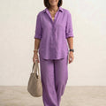 Oversized 100% Cotton Shirt and Wide-Leg Pants Co-ord Set