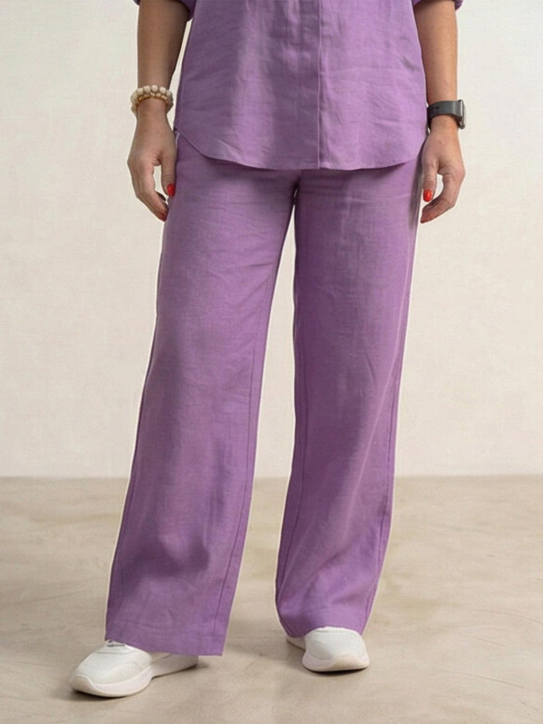 Oversized 100% Cotton Shirt and Wide-Leg Pants Co-ord Set
