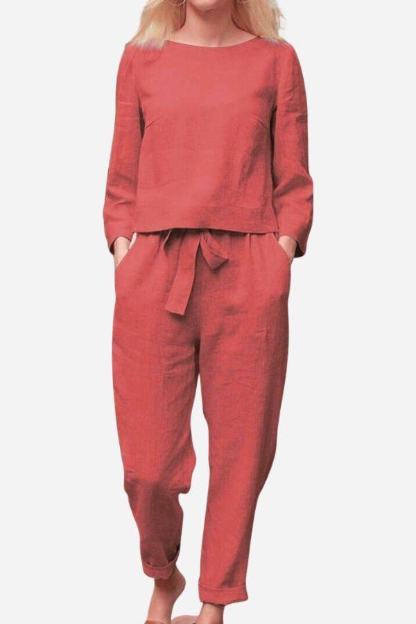 100% Cotton Linen Monochrome 2 Piece Set