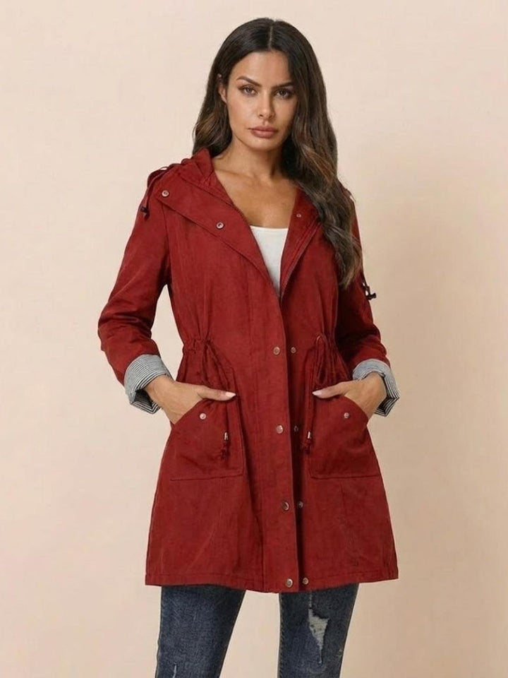 Water Resistant Hooded Striped Windbreaker Rain Jacket