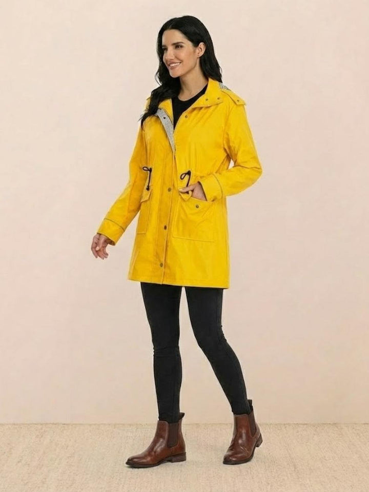 Water Resistant Hooded Striped Windbreaker Rain Jacket