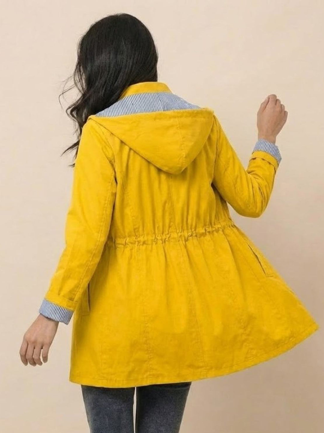 Water Resistant Hooded Striped Windbreaker Rain Jacket