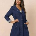 Water Resistant Hooded Striped Windbreaker Rain Jacket